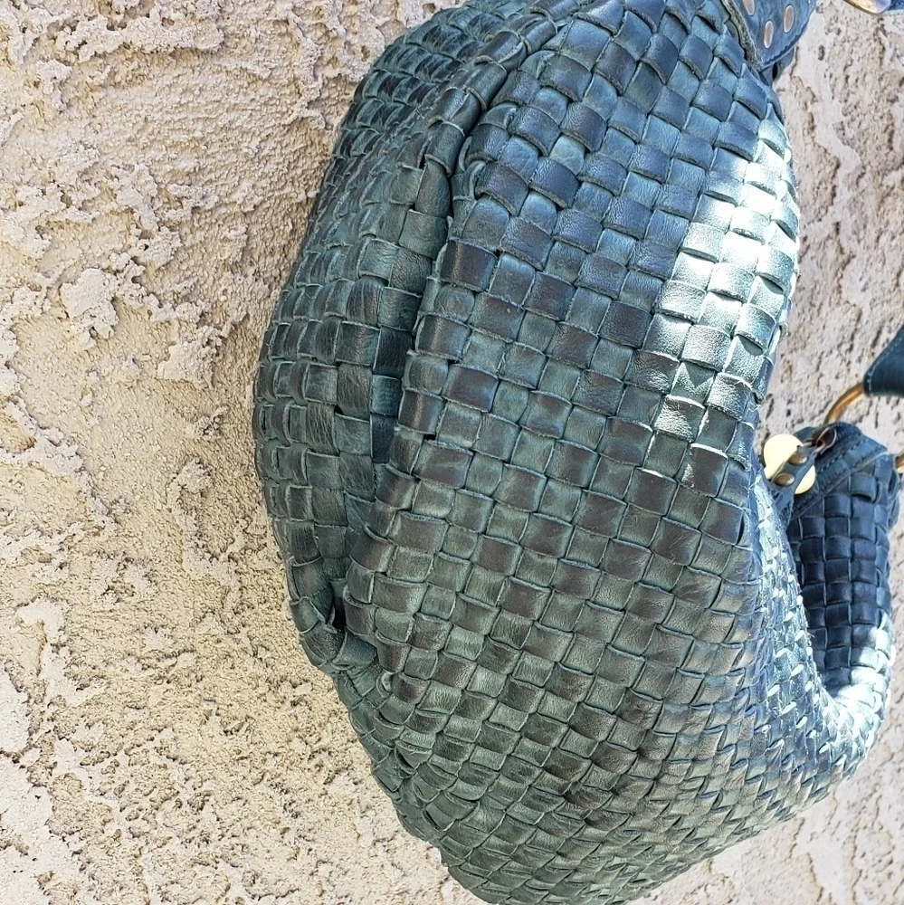 RARE FOSSIL‎ Woven Leather Hobo Bag - Picture 9 of 12